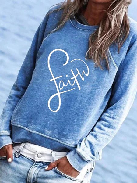 

Blue Long Sleeve Crew Neck Casual Cotton-Blend Top, Hoodies & Sweatshirts