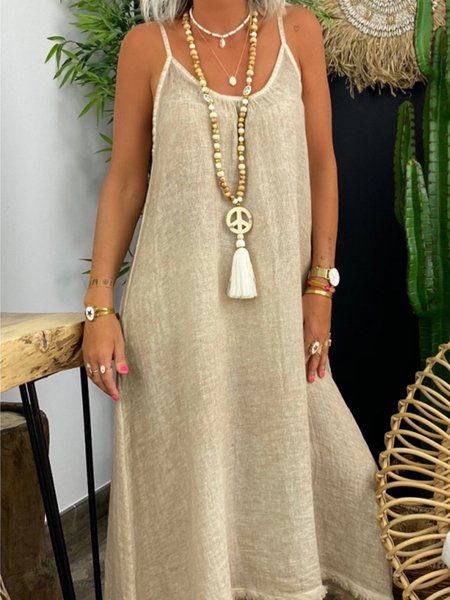 

Maxi Abito Bretelline Sottili, Cachi, Dresses