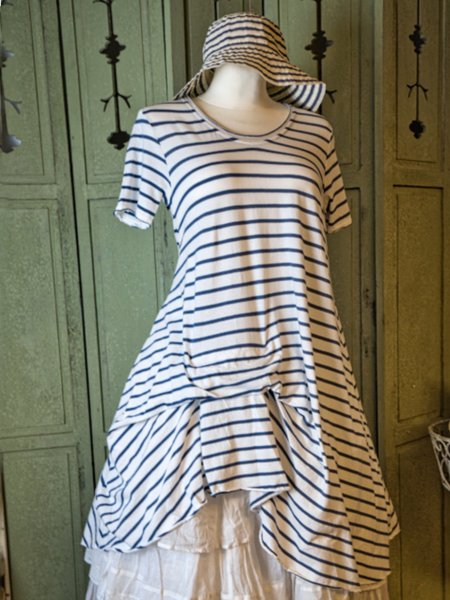 

Abito a Girocollo Casuale, Blu marino, Linen & Cotton Dresses