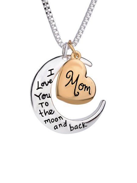 

Mom I Love You To The Moon And Back Silver Alloy Necklace, Necklaces