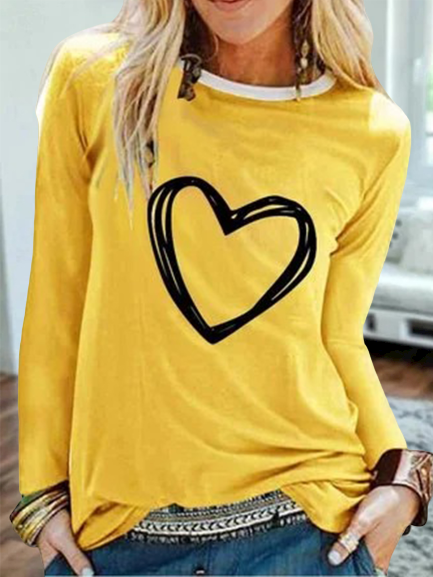 Printed Long Sleeve Round Neck T shirt