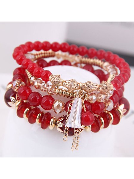 

Vintage Boho Casual Bracelets, Red, Others