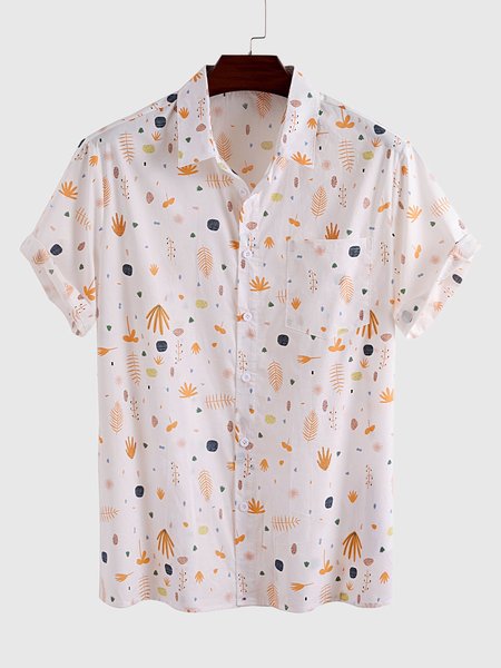 

Shirt Collar Cartoon Shirts, Orange, Men's Floral shirt