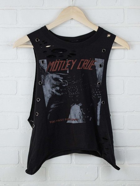 

Top a Girocollo Vintage, Nero, Tank Top