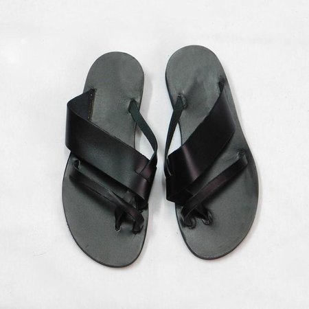 

Black Casual Summer Flat Heel Leather Slipper, Slippers