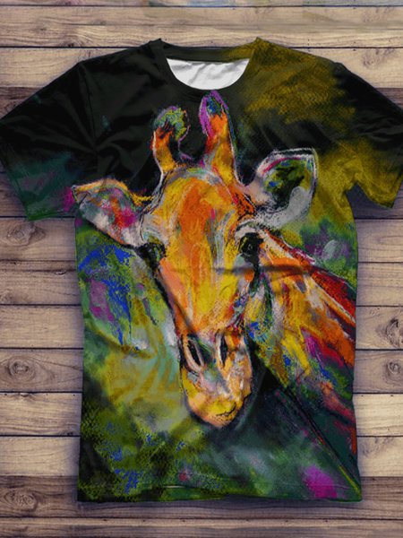 

T-Shirt a Girocollo Vintage di Misto Cotone, Verde, T-Shirts
