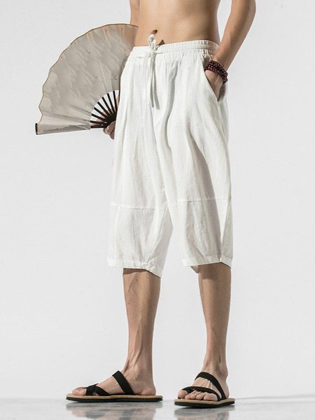 

Cotton Casual Pants, White, Men's shorts
