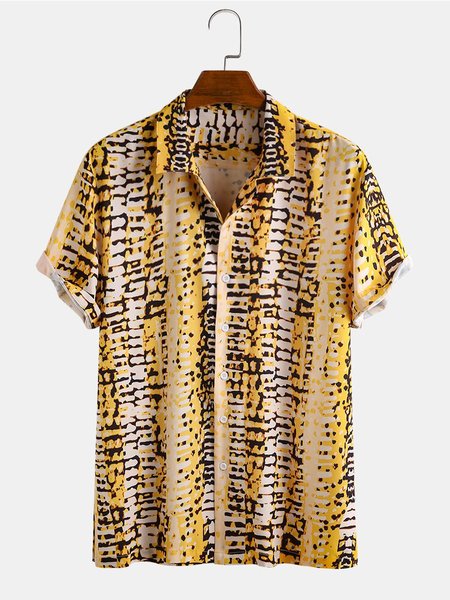 

Yellow Cotton Casual V Neck Shirts, Men