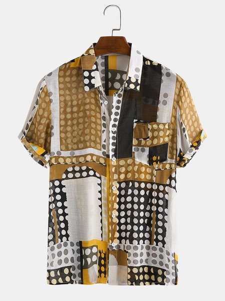 

Yellow Casual V Neck Shirts, Men's Floral shirt