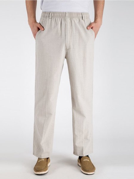 

Uomo Casuale Lino Pantaloni, Bianco, Men