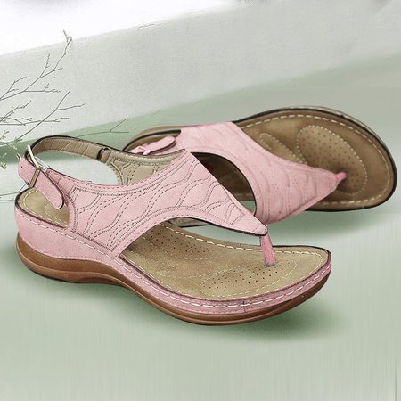 

Embroidery Holiday Slippers, Pink, Sandals