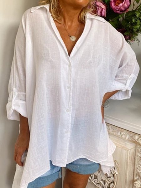 

Casuale taglia grande Tunica Camicie Top, Bianco, Blouses & Shirts