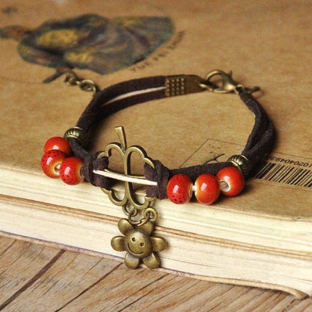 

Vintage Ceramics Bracelet, Red, Bracelets