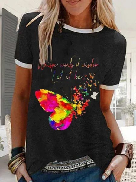 

Black Round Neck Short Sleeve Casual T-shirt, Tees & T-shirts