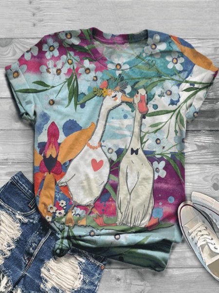 

Casuale Maniche Corte Girocollo taglia grande Top, Blu, T-Shirts