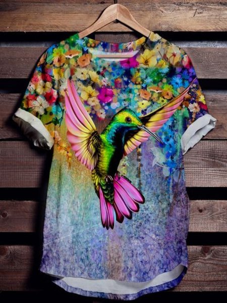 

Casuale Maniche Corte Girocollo taglia grande Top, Multicolore, T-Shirts