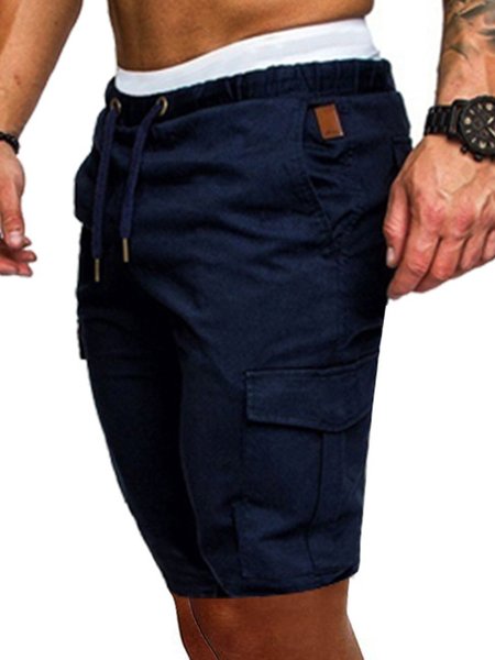 

Drawstring Casual Pants, Navyblue, Shorts