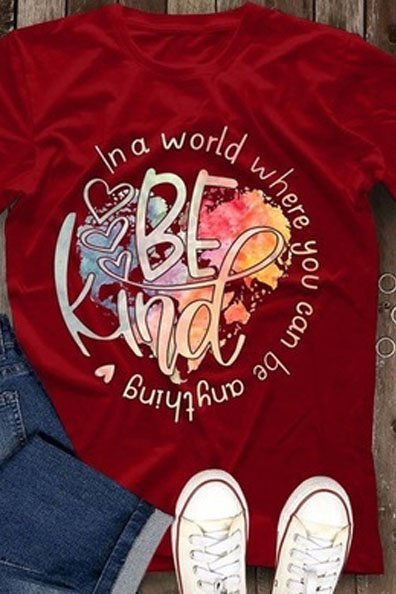 

Patchwork Short Sleeve Casual T-shirt & Top, Red, T-shirts