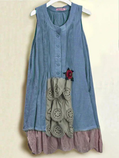 

Casuale senza maniche Girocollo taglia grande Gonna, Blu, Casual Dresses