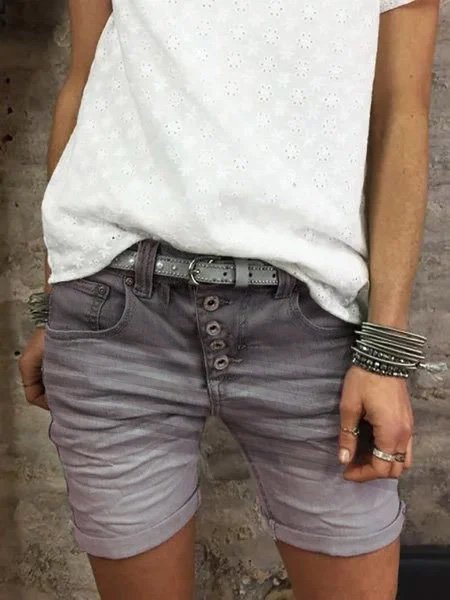 

Donna Dritto Pantaloni, Grigio, Shorts