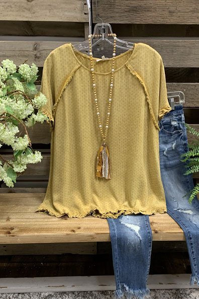 

Top a Girocollo, Giallo, Tops
