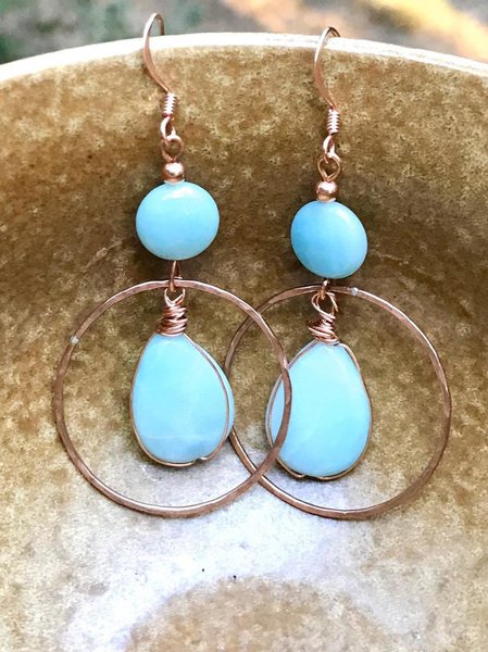 

Antique hand wound Natural Turquoise Earrings, As picture, Earrings