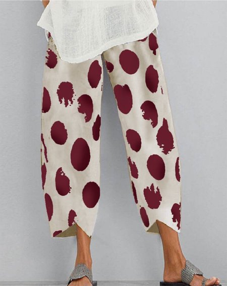

Pantaloni a Pois Stampato, Rosso, Pants