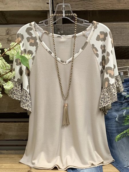 

Maglietta Leopardata, Cachi chiaro, Tops