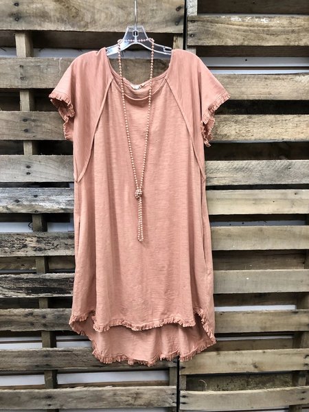 

Maglietta a Girocollo Casuale, Rosa, Tops