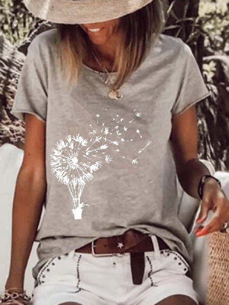 

Vintage Casual Printed Short Sleeve Tee Shirt Top, Khaki, Tees & T-shirts