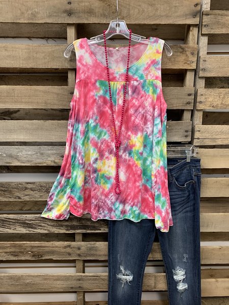 Top a O-collo, Rosa rosso, T-Shirts
