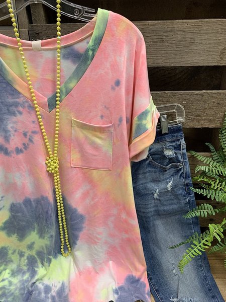 

Top con Scollo a V, Multicolore, T-Shirts