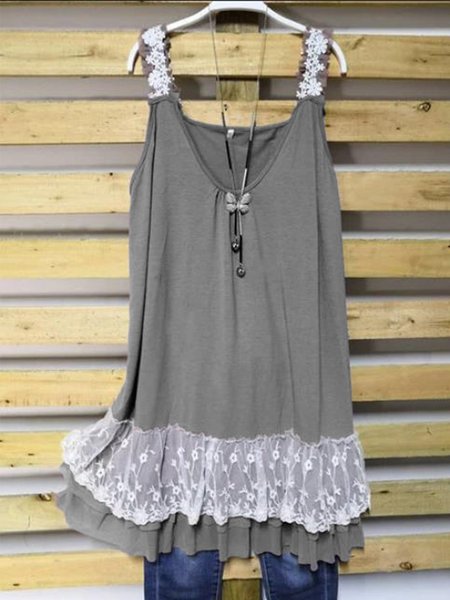 

Abito con Scollo a V Casuale, Grigio, Mini Dresses