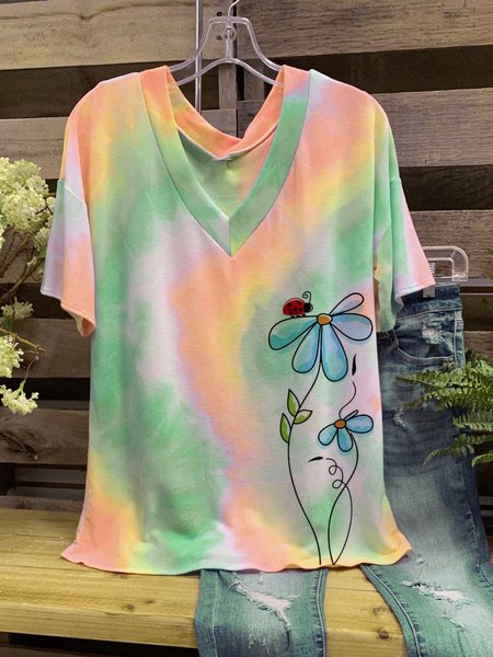 

Top Casuale di Misto Cotone, Colore, T-Shirts