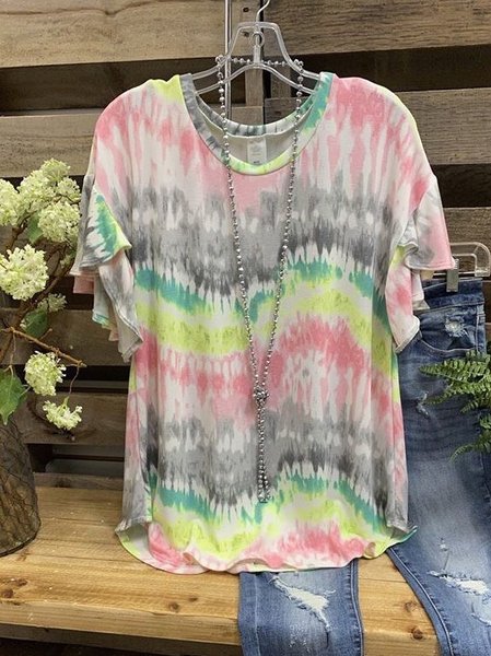 

T-Shirt a O-collo di Cotone, Rosa, T-Shirts