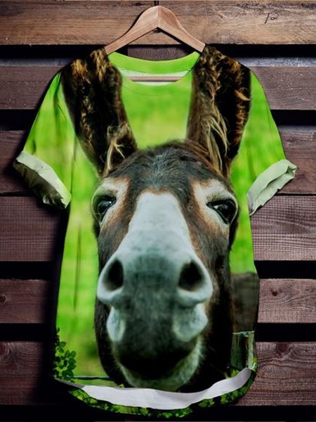

T-Shirt Casuale di Misto Cotone, Verde, T-Shirts