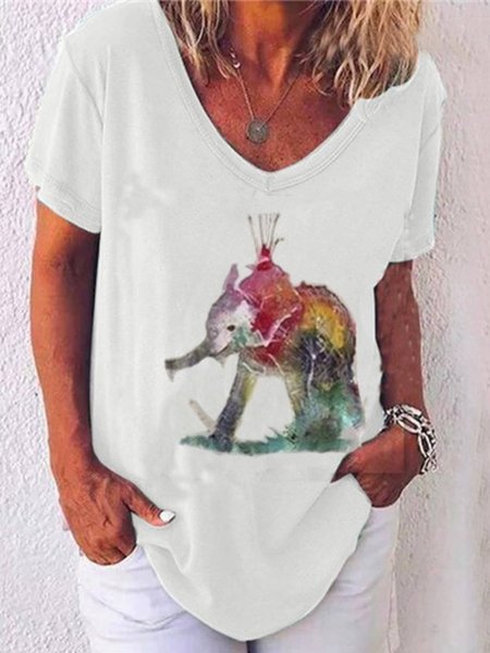 

T-Shirt Grafico Stampato, Bianco, Tops