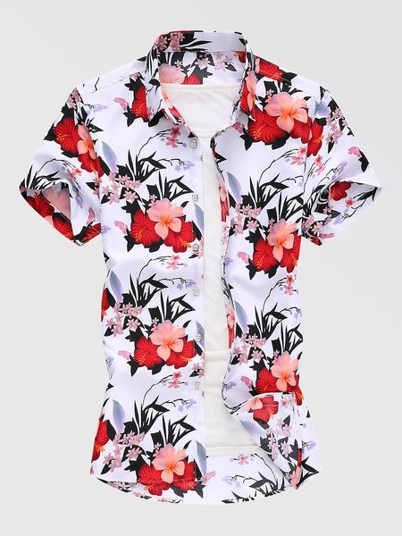 

White Shirt Collar Cotton-Blend Casual Shirts, Shirt