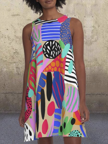 

Abito a Girocollo A-line Casuale Stampato, Multicolore, Dresses