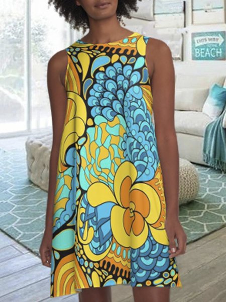 

Abito Floreale A-line, Multicolore, Dresses