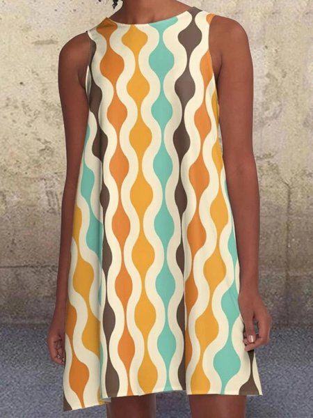Abito A-line, Giallo, Midi Dresses