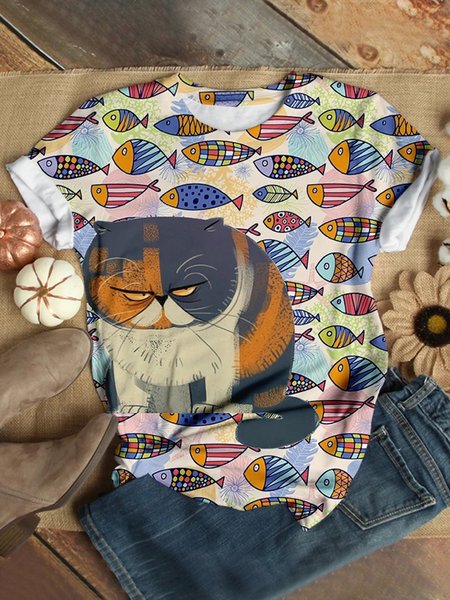 

Casuale Maniche Corte Girocollo taglia grande Top, Blu, T-Shirts