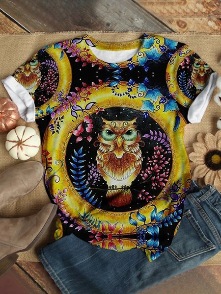 

Casuale Maniche Corte Girocollo taglia grande Top, Giallo, T-Shirts