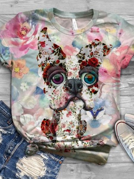 

Red Cotton-Blend Short Sleeve T-shirt, Tees & T-shirts
