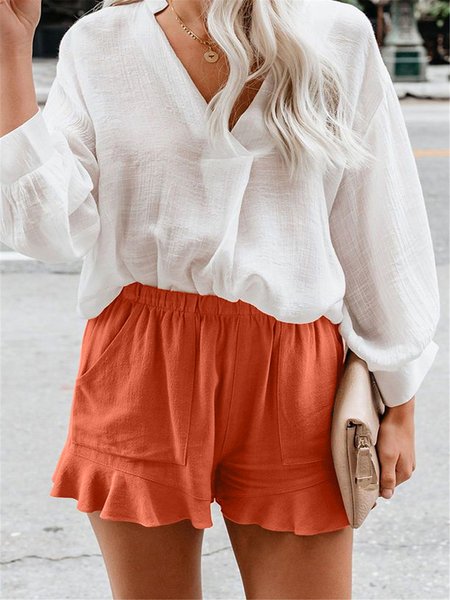 

Casuale Tinta unita Pantaloni, Arancia, Shorts