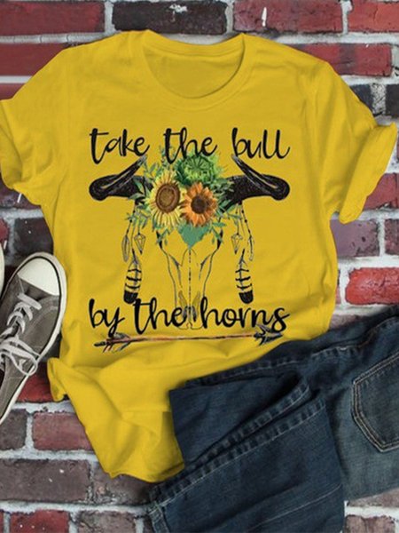 

Casual Short Sleeve T-shirt, Yellow, T-Shirts