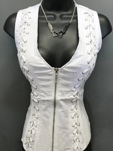 

Plain Cotton Sleeveless Tops, White, Tops