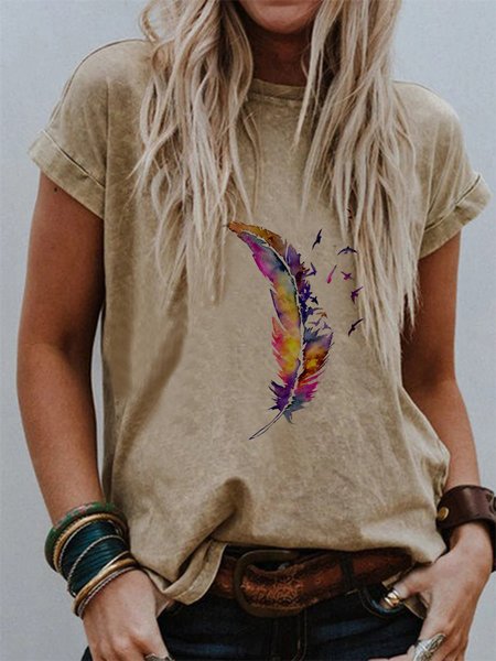 

Khaki Crew Neck Short Sleeve T-shirt, Tees & T-shirts