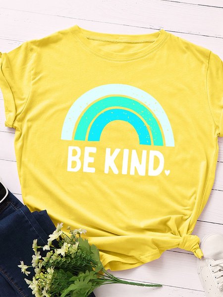 

Crew Neck Short Sleeve Casual T-shirt & Top, Yellow, T-shirts