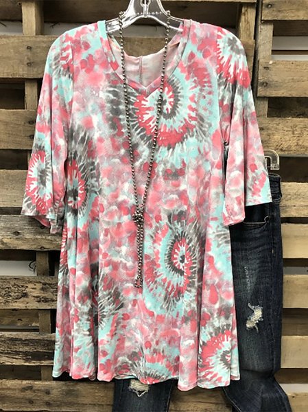 

T-Shirt Ombre/Tintura a Nodi, Rosa, T-Shirts